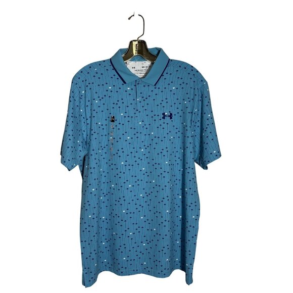 Under Armour Other - Under Armour Mens Iso-Chill Polo Shirt M Loose Fit Blue Golf Print
